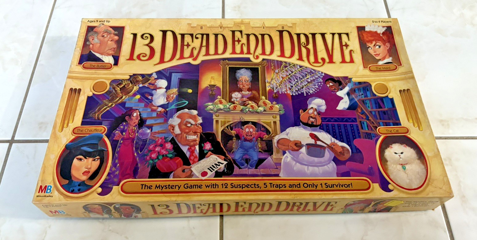13 Dead End Drive Board Game Milton Bradley -Family Game Night Kids & Adults
