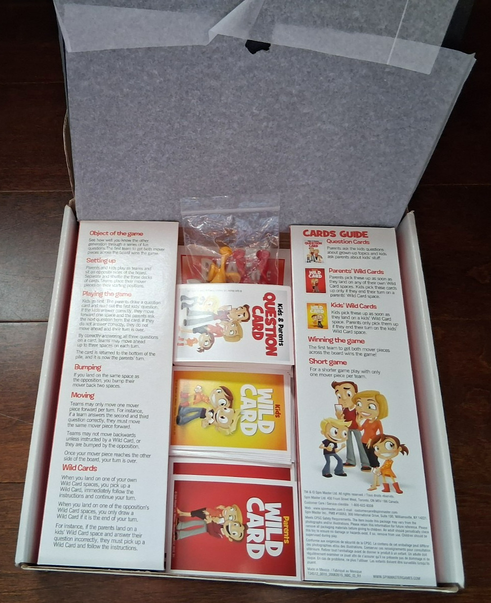Beat the Parents Board Game Spin Master Kids vs Parents Trivia Open Box Unplayed