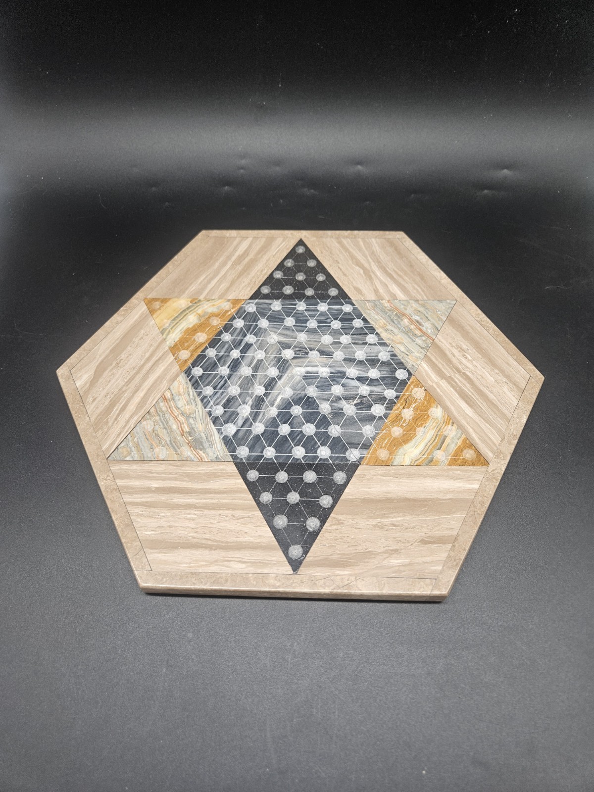 VTG Quartz Marble Onyx Chinese Checkers Natural Stone Strategy Game W/ Marbles
