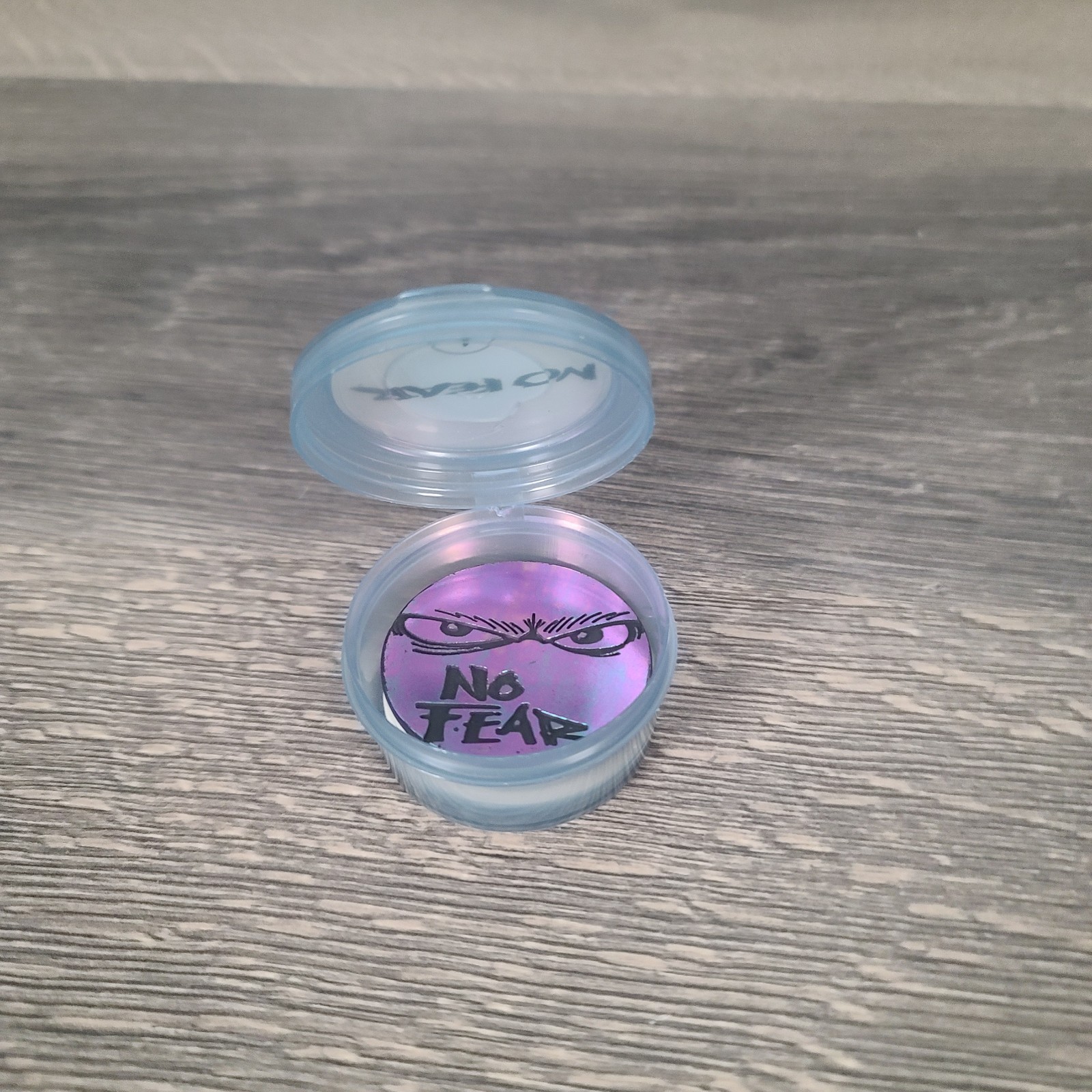 No Fear POGs Milk Cap 5 Pogs 1 Plastic Slammer And Container