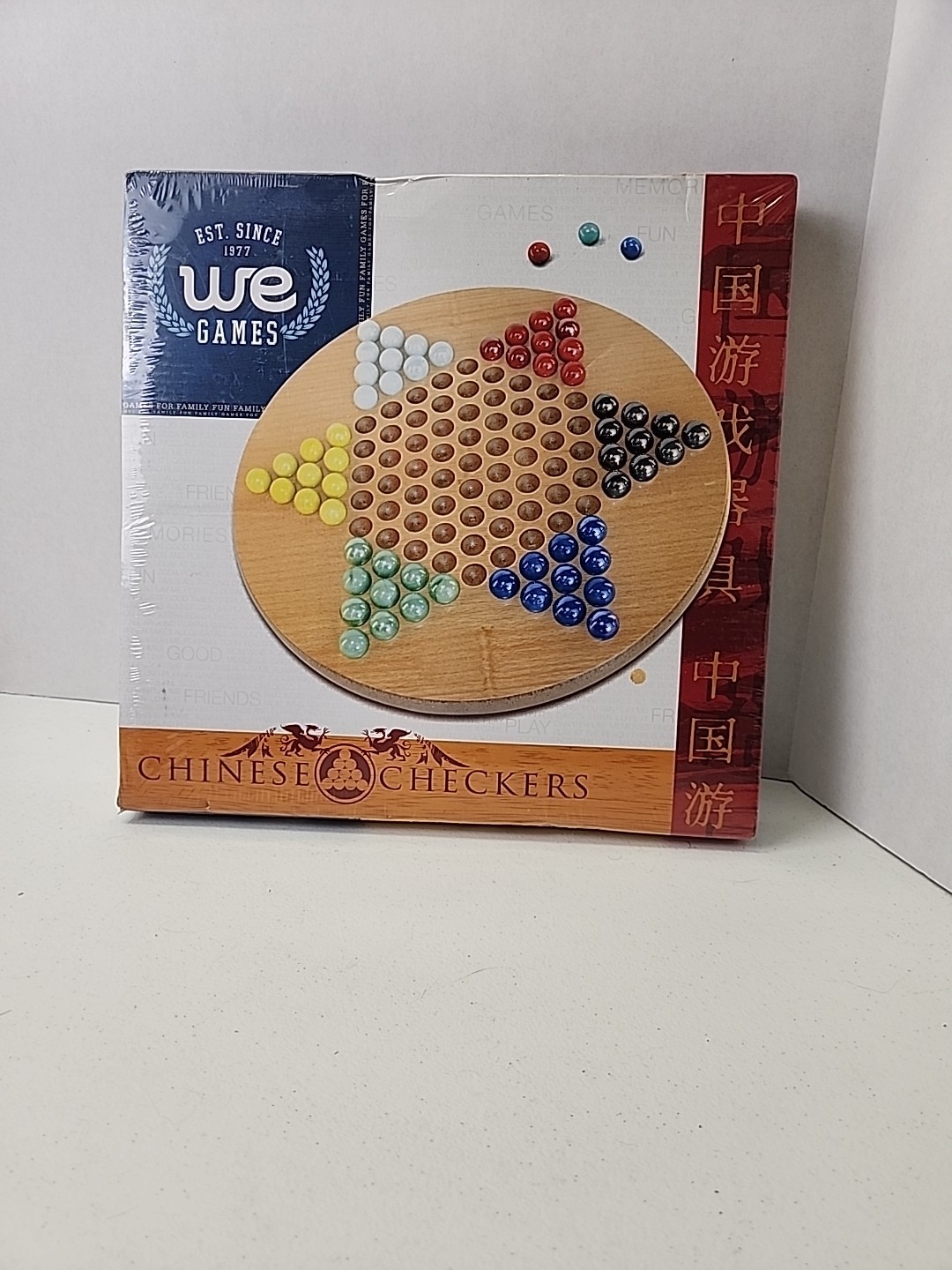 WE Games Solid Wood Chinese Checkers Set with Glass Marbles 11.5 Inch NEW