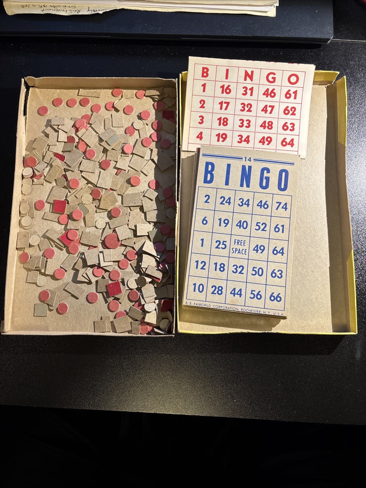 Family Fun Bingo E.E. Fairchild Corporation Traditional Game Vintage Antique