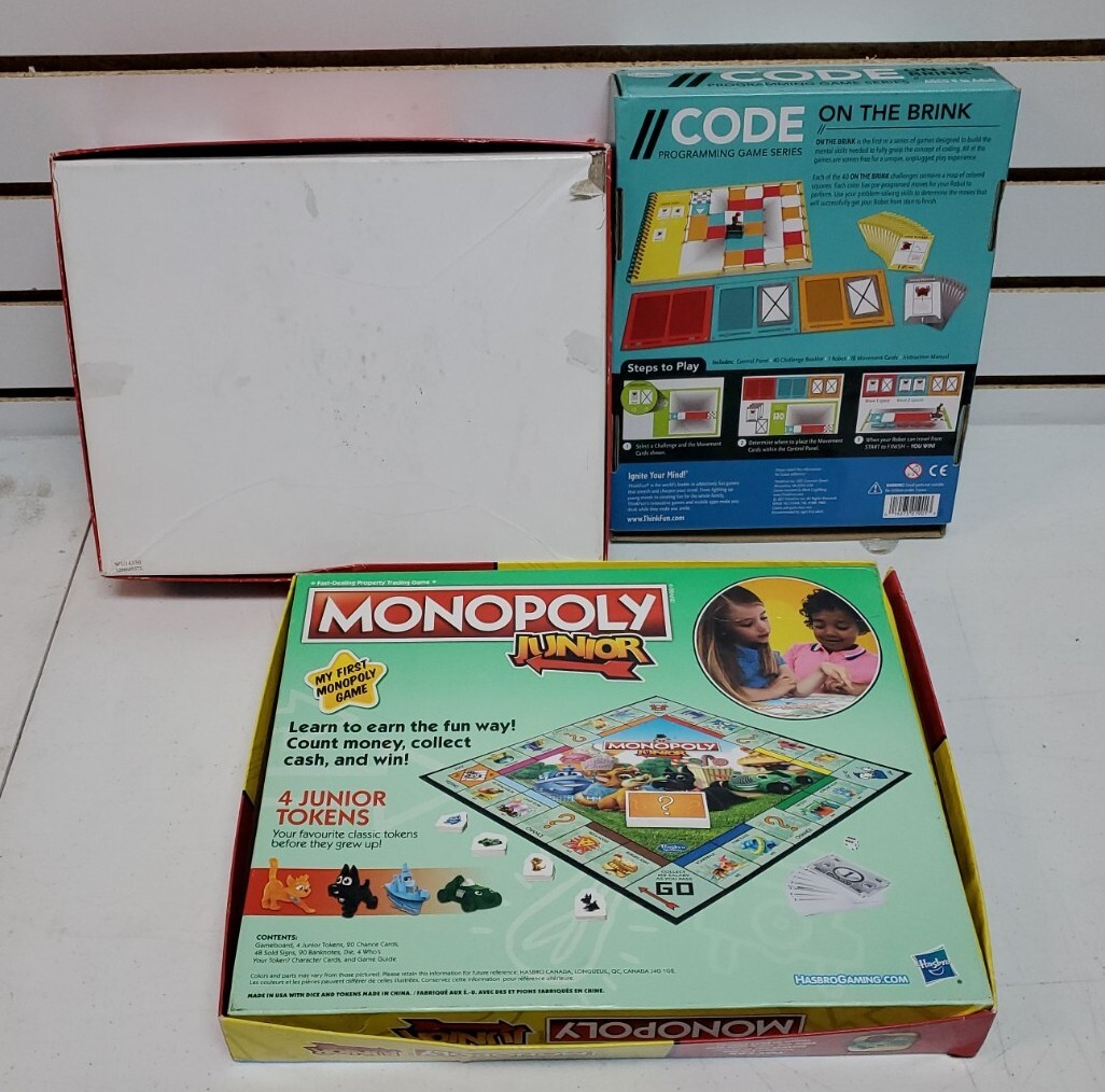 Kids Board Game Lot: Monopoly Jr, CODE on the Brink & USA XL Floor Puzzle *READ*