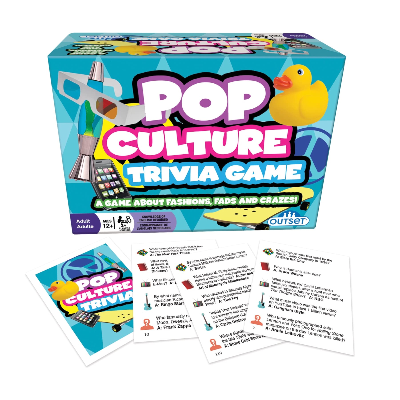 Pop Culture Trivia Game Black White Red Family Fun for Ages 12 and Up