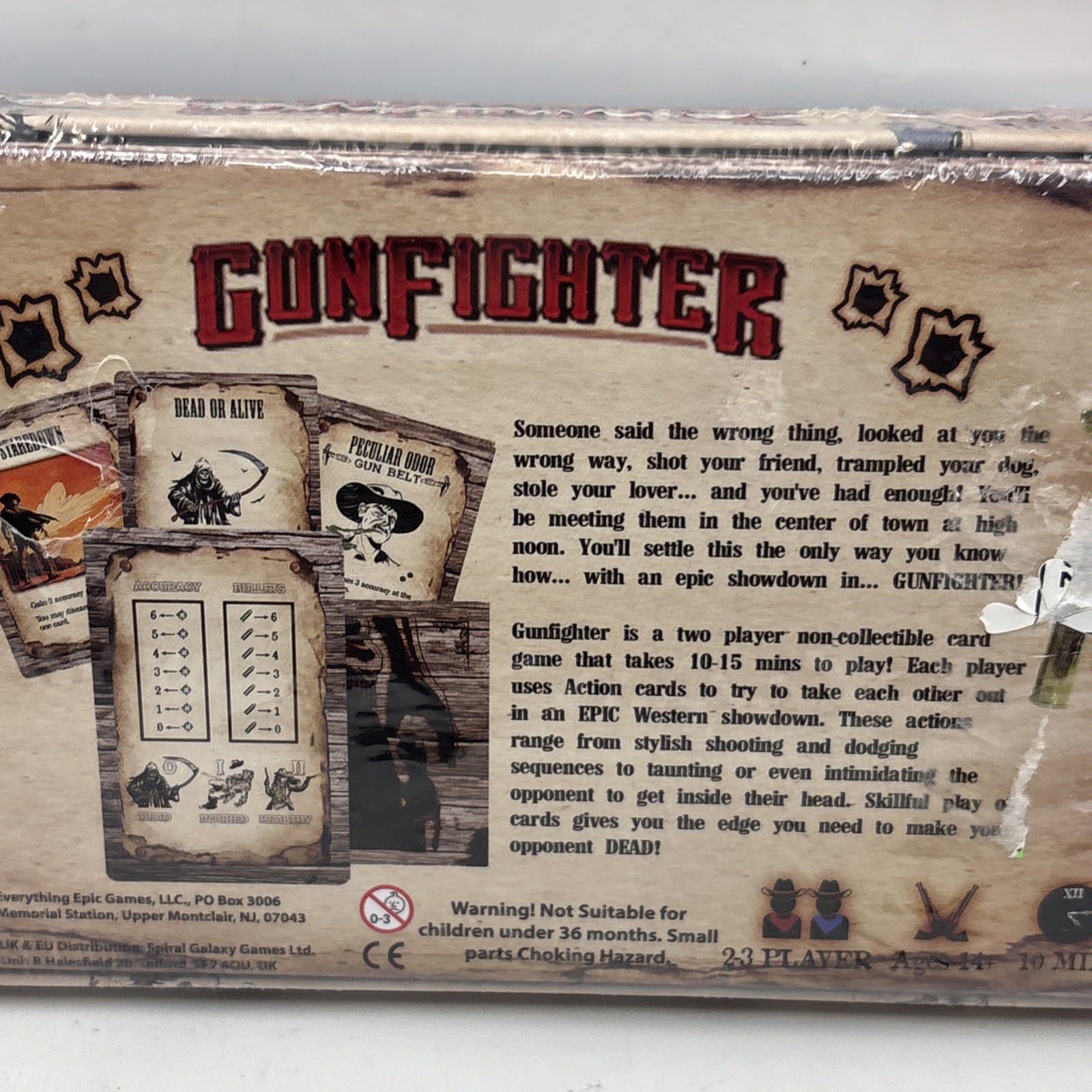 NEW SEALED Gunfighter Card Game by Everything Epic Games 2-3 Players AGES 14+