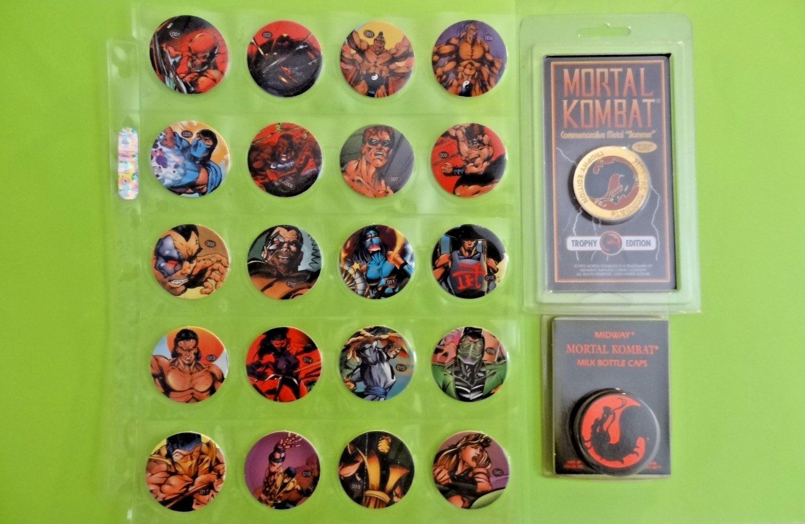 Pogs * Mortal Kombat * Pogs * Set of 20 * 18K Gold Plated Slammer * FREE SHIP *