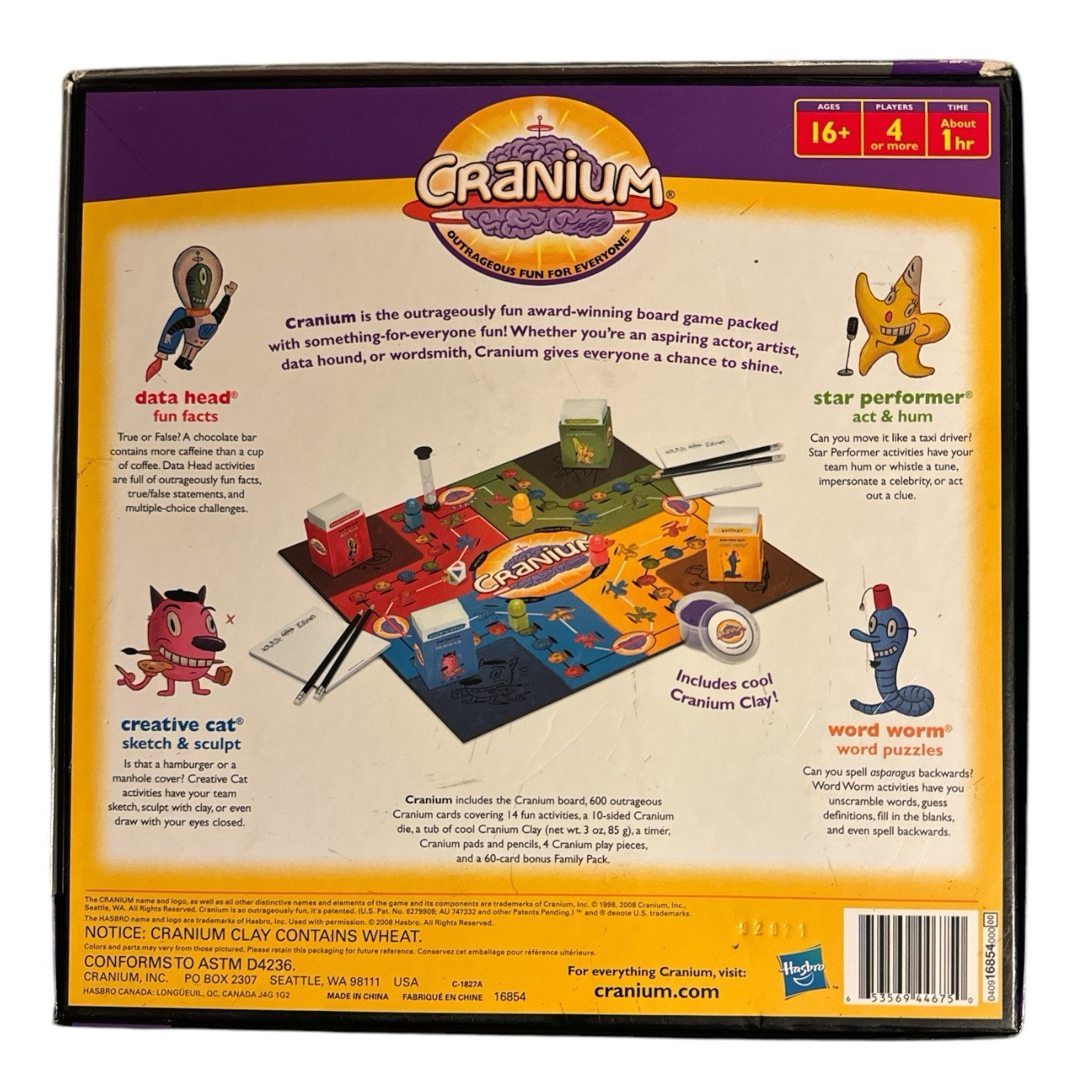Cranium Board Game Multiplayer Party Family Friendly 4+ Players Age 16+