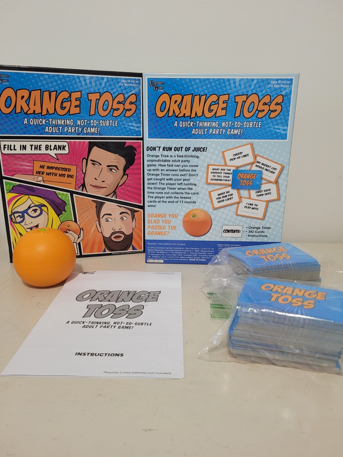 Complete- Orange Toss Adult Party Game 18+ 2-more player