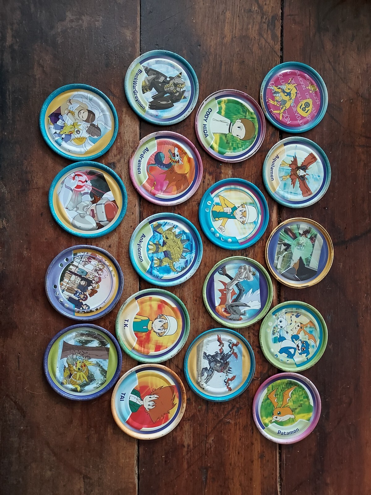 Digimon Rappers Lot Of 31 Digital Monsters Metal Pogs Tazos 2 Inch Mgic Box 2001