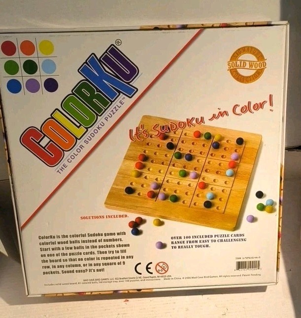 ColorKu Game The Color Sudoku Puzzle Solid Wood w/ Pieces ONLY NO CARDS, READ