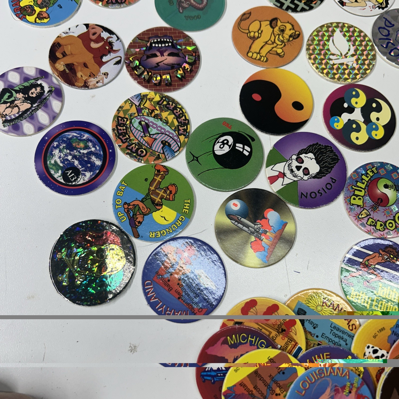 Vintage 1990’s Huge Lot Of Pogs 211 Plus Cases Holographic Lenticular Disney