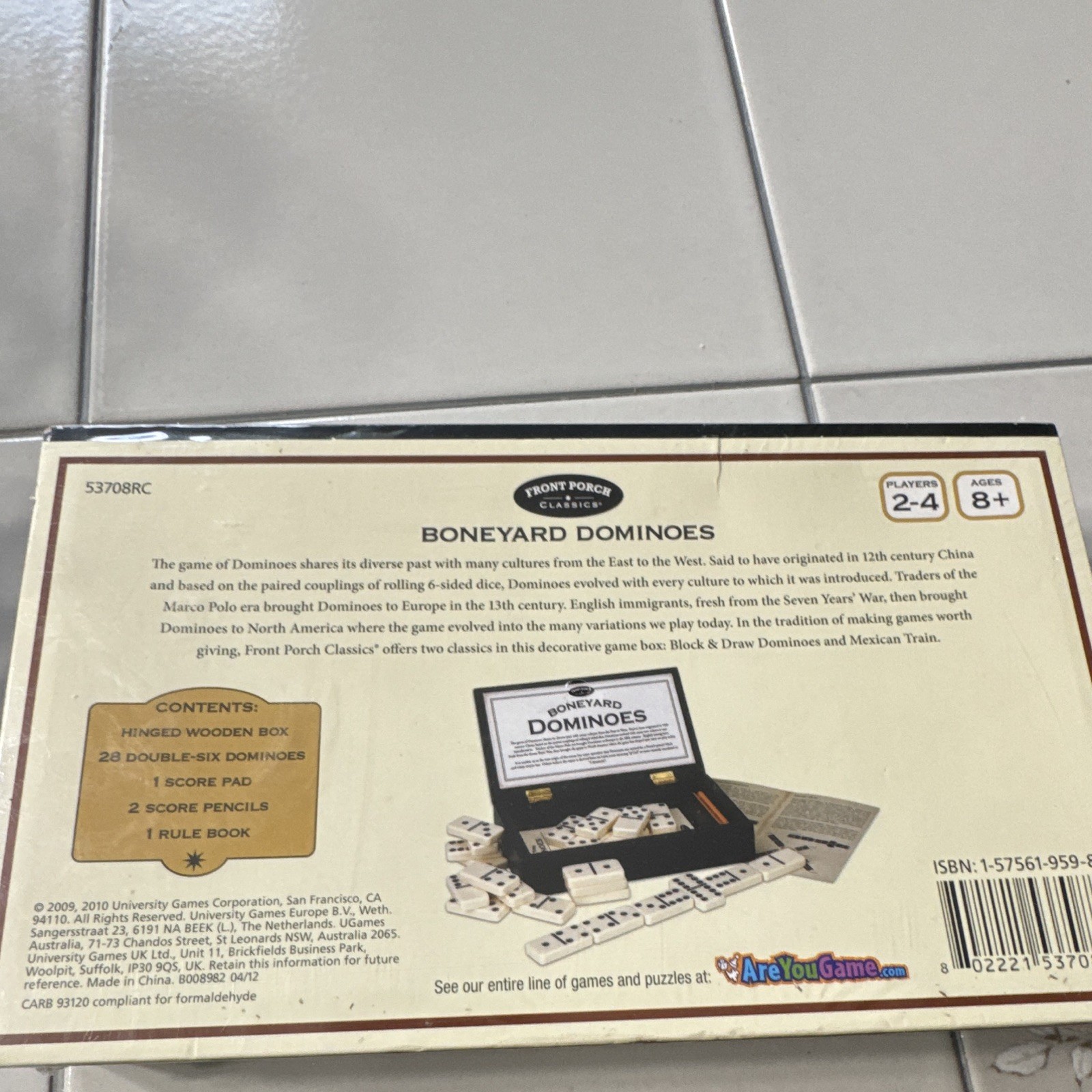Front Porch Classics Boneyard Dominoes Double-Six Set Tile Game, Ages 8+, 2+