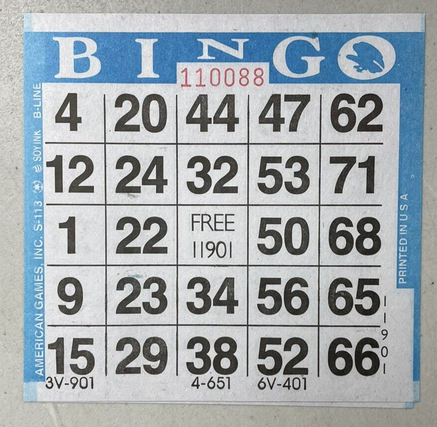 600 PAPER Bingo Cards by American Games Square 1 On Single Sheets 6 Asst Colors