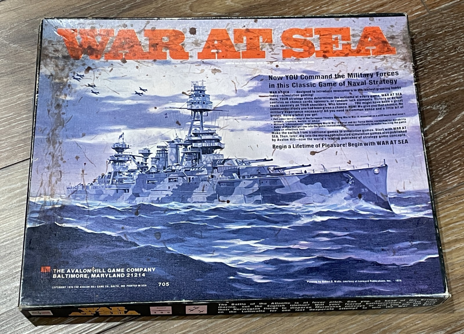 1976 Avalon Hill War At Sea No. 705 World War II Board Game Naval Realistic War