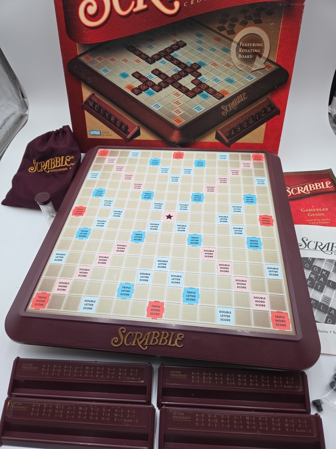 Milton Bradley 4034 Scrabble Deluxe Edition Board Game – Complete