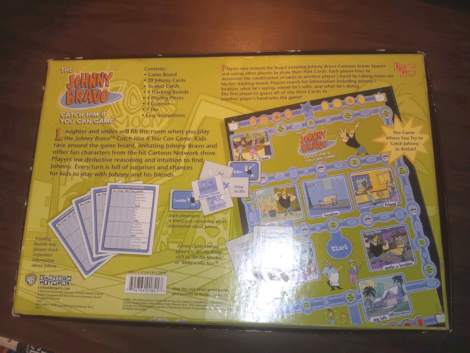 Johnny Bravo Board Game COMPLETE Catch Him If You Can Cartoon Network 2001