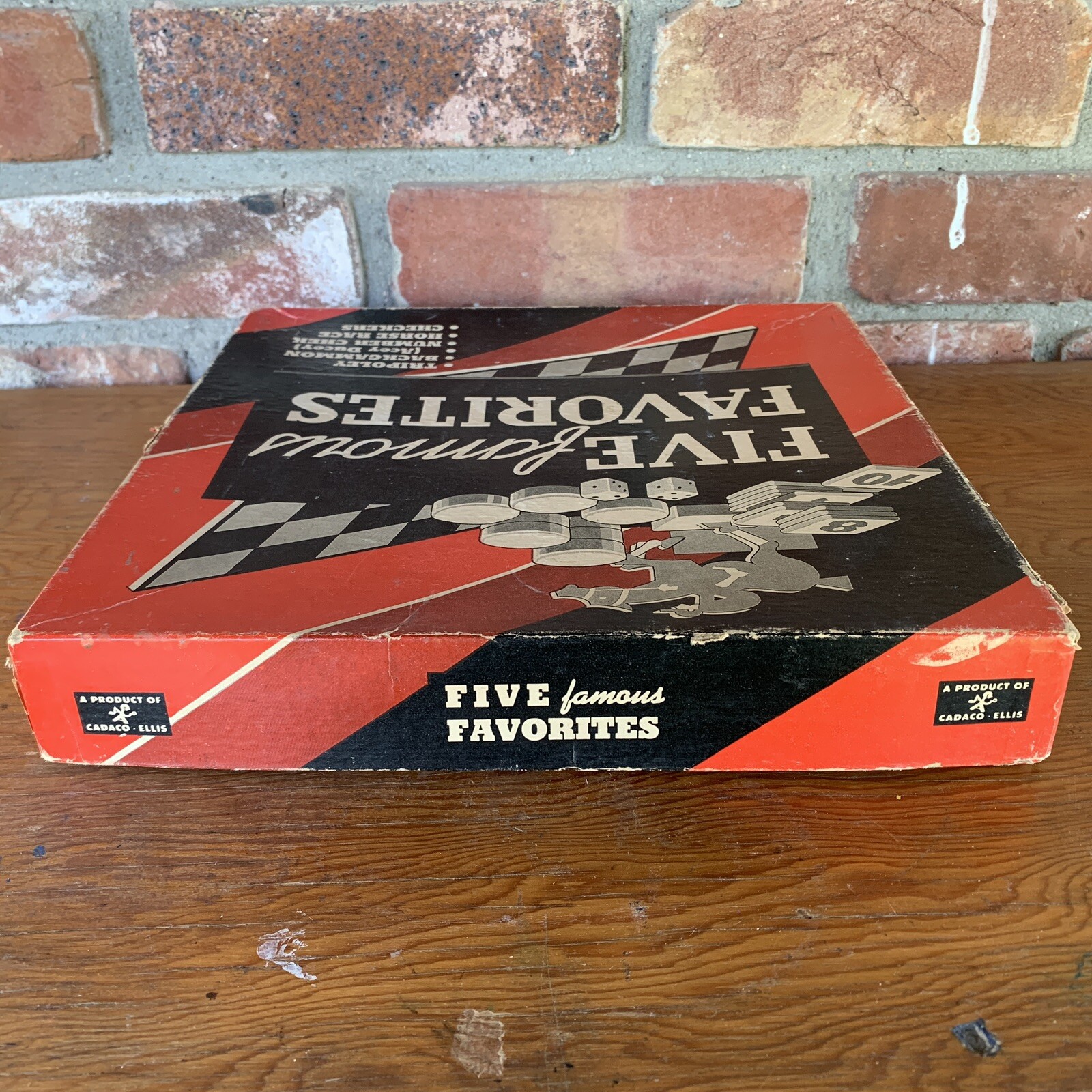 Vtg Game BOX ONLY prop Five Famous Favorites 1943 Horse Race Casino Game Rm Wall