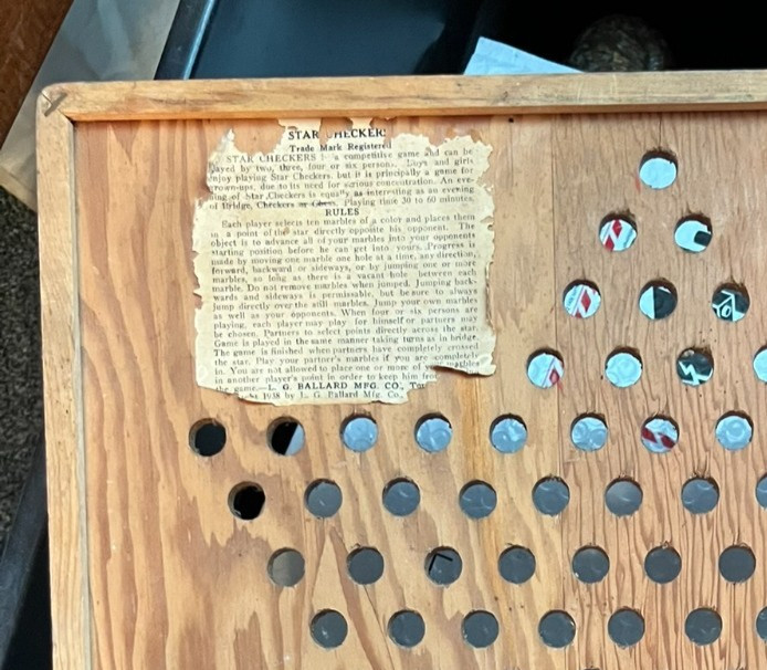 Chinese Checkers The Original Star Checkers Game Board 1938 Vintage Wood