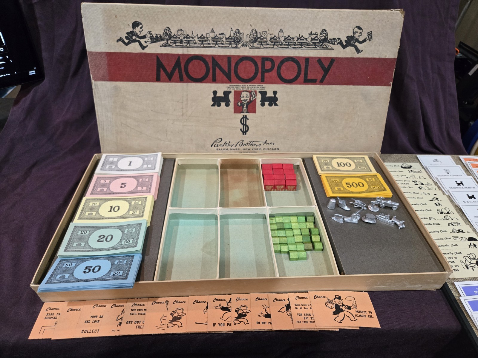vintage 1950s monopoly board game parker brothers