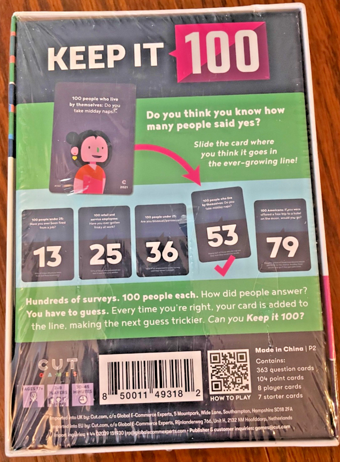 Keep it 100: The Card Game by Cut Surprising Surveys Adult Card Game NEW SEALED