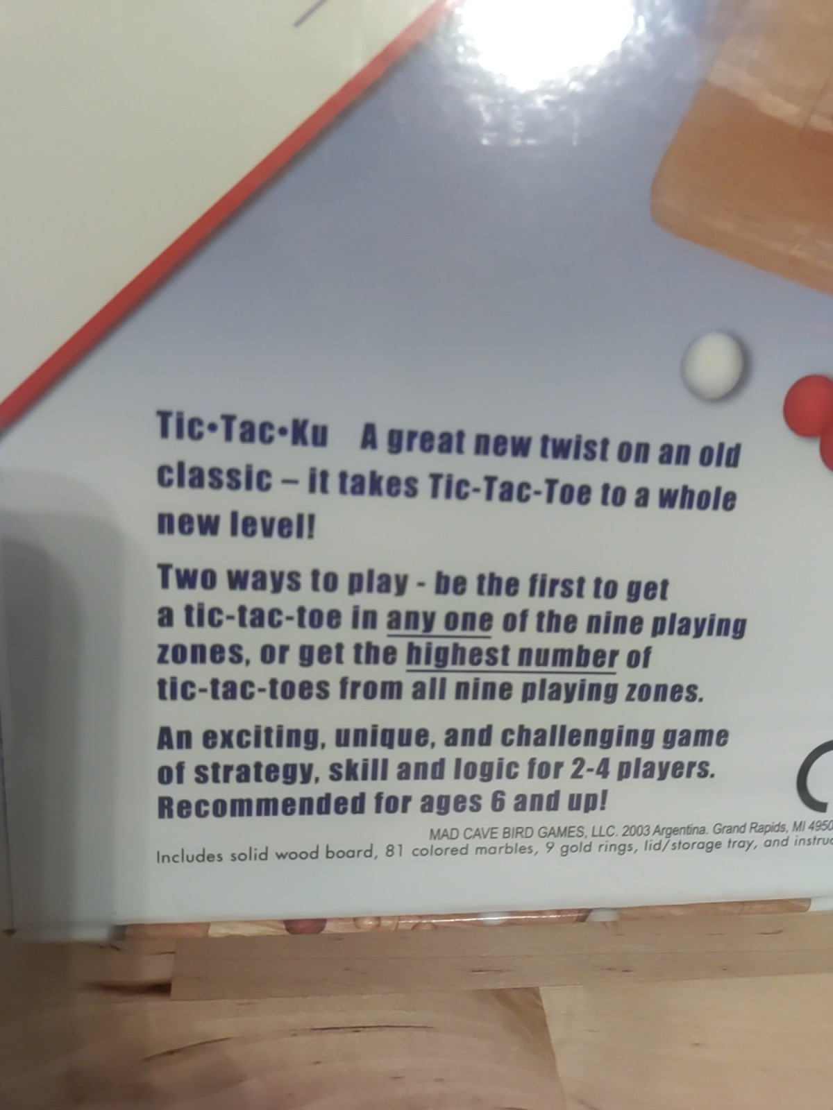Tic Tac Ku Mad Cave Birds Games Mind Bending 2 To 4 Players New & Sealed, 2008