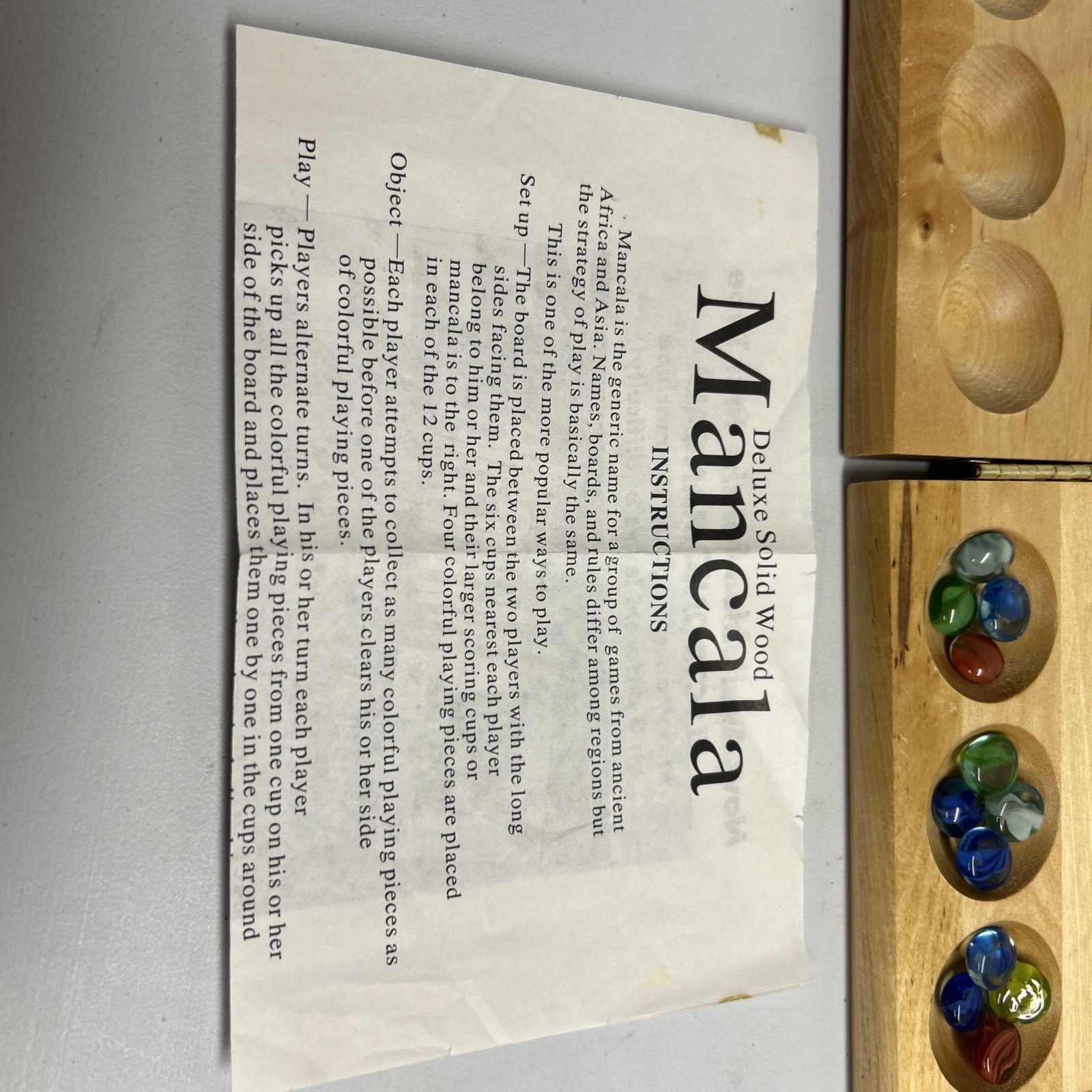 Oak Finished Wood Board w/ Gemstone Pieces MANCALA – 2001 Cardinal Solid Wood