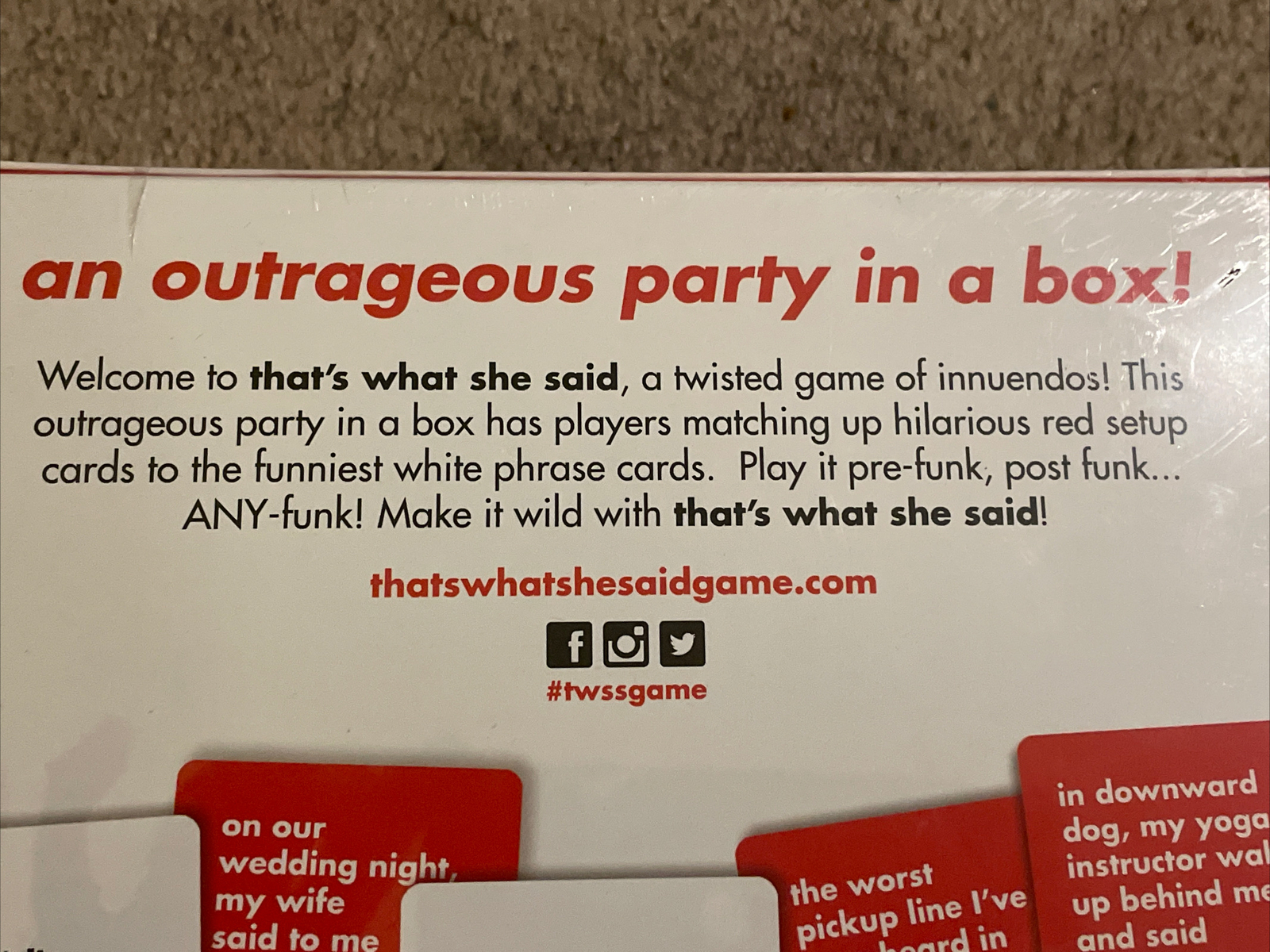 That’s What She Said An Outrageous Party In A Box Game New Sealed
