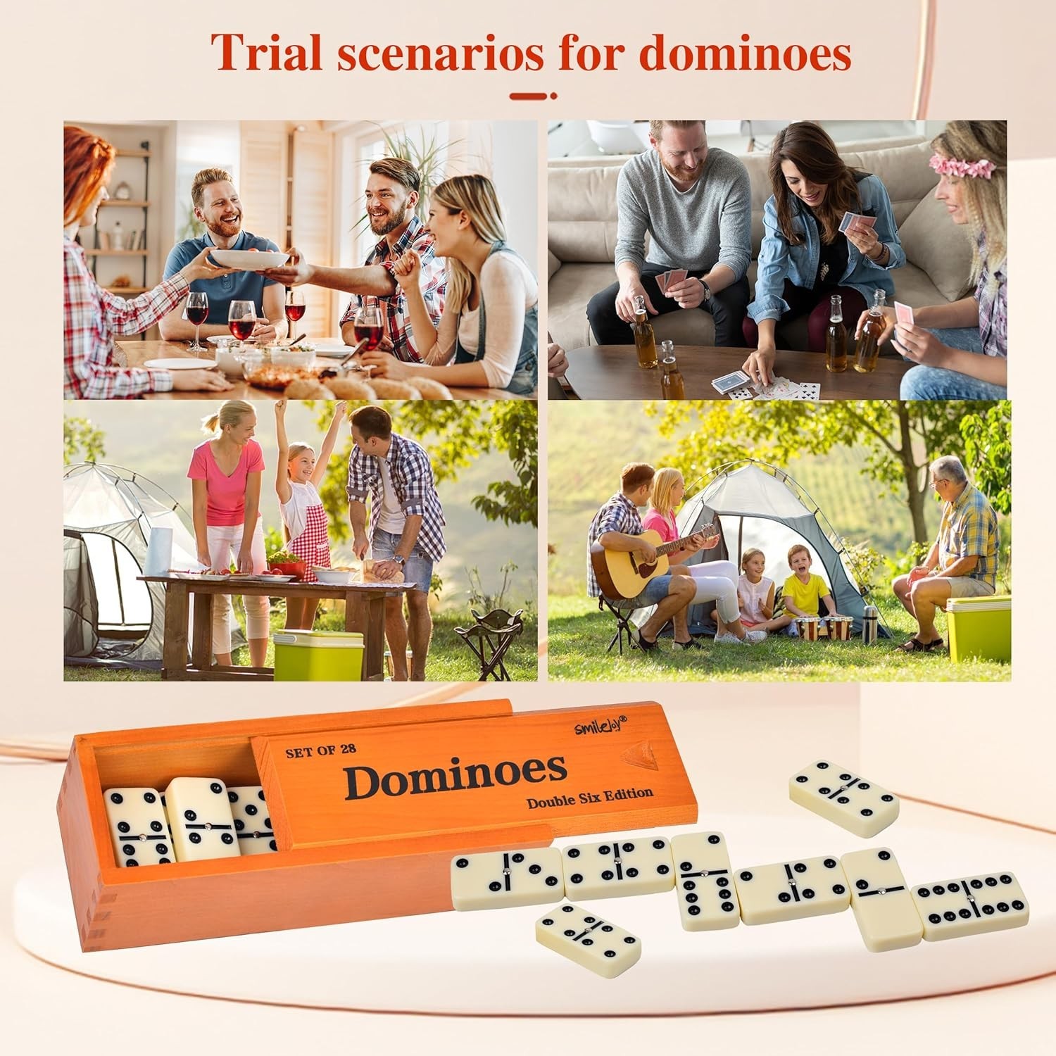 Dominos Set for Adults -Jumbo Size Dominoes Double Six Edition- Classic Board Ga