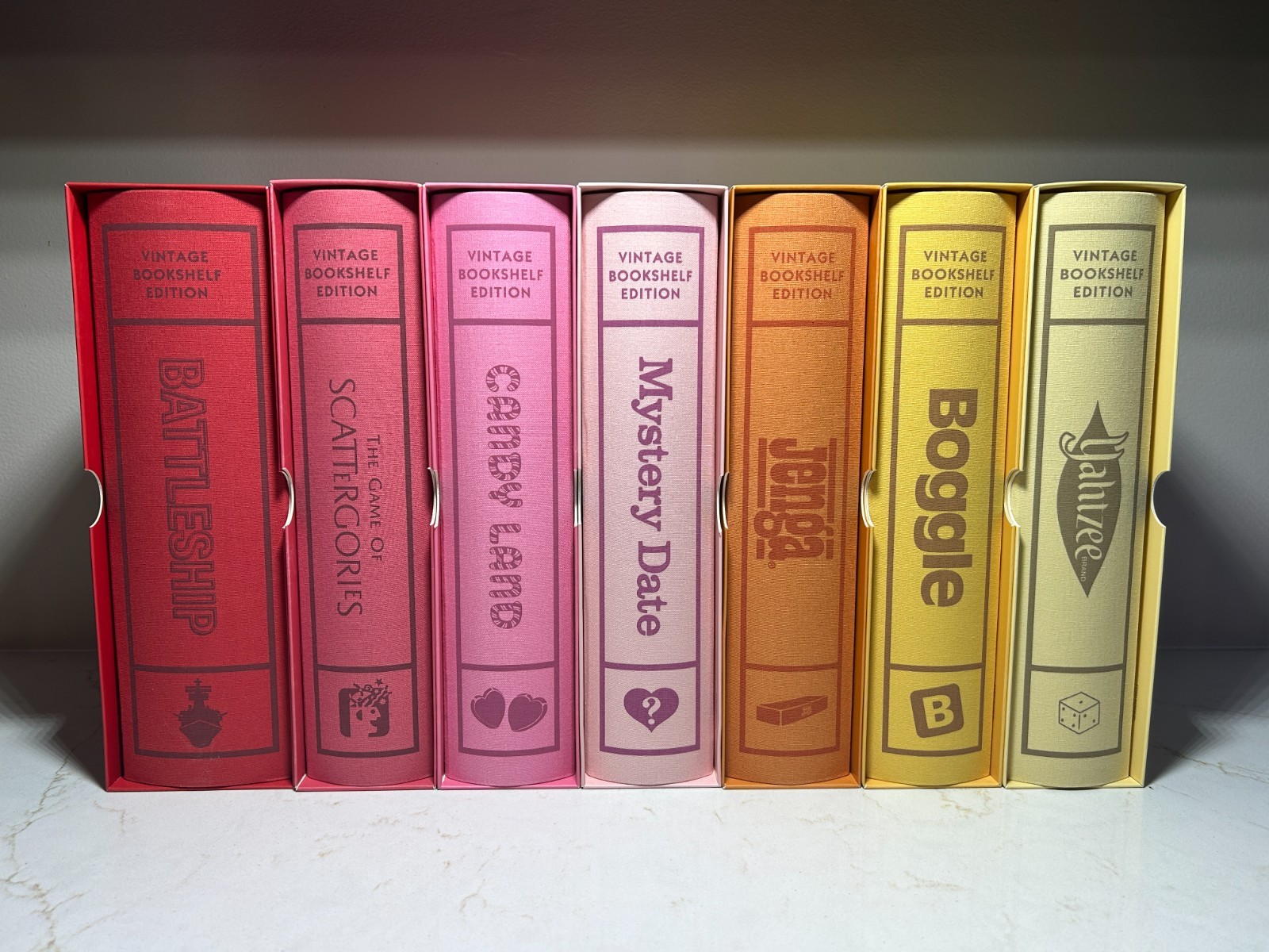 WS Game Company Vintage Linen Bookshelf Game Edition 7-Pack Bundle