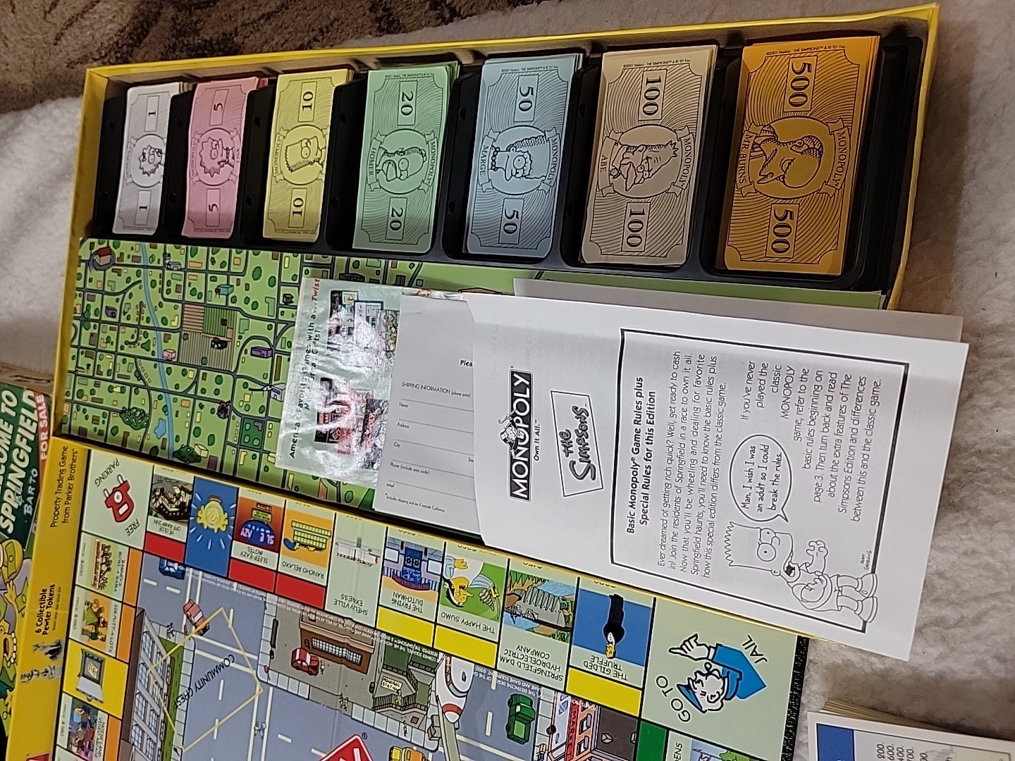 The Simpsons Monopoly Board Game Welcome To Springfield 2001 COMPLETE