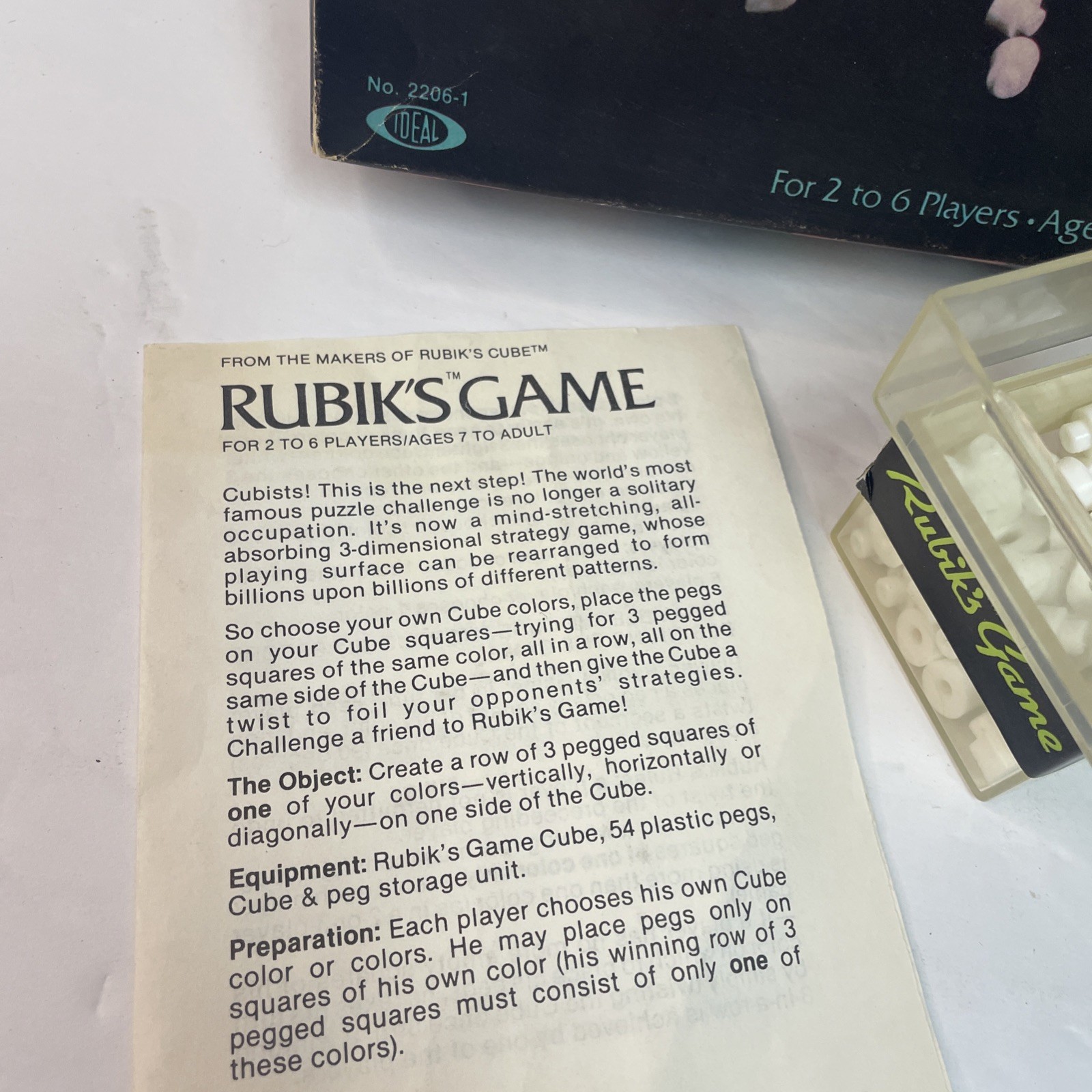 Vintage Rubik’s Cube Game 1982 Complete Ideal Toy Corp Peg Game Original Box-GS