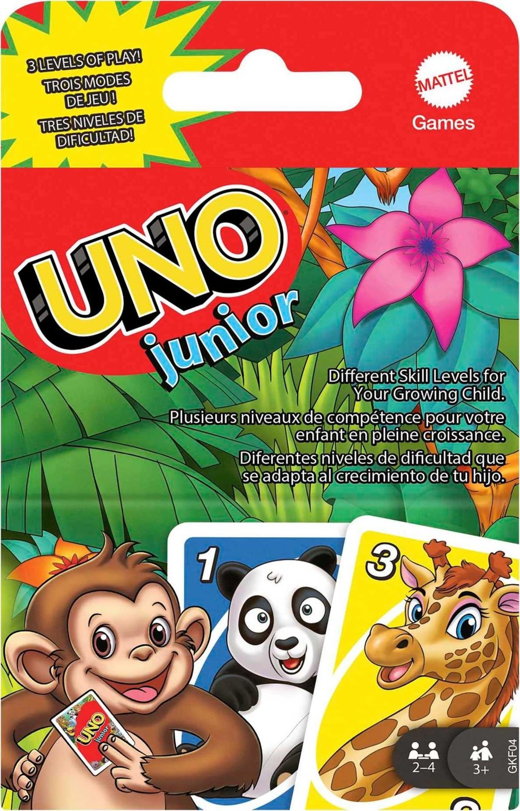UNO Junior Card Game with 45 Cards, Gift for Kids 3 Years Old & Up