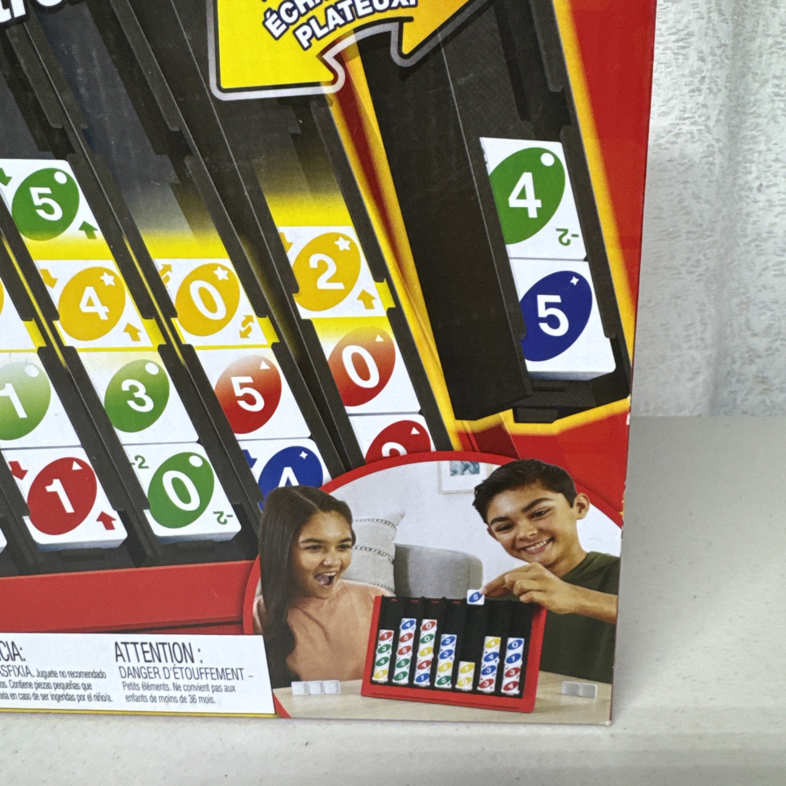 UNO Quatro Game with Colored Tiles & Plastic Game Grid for Adults/Family