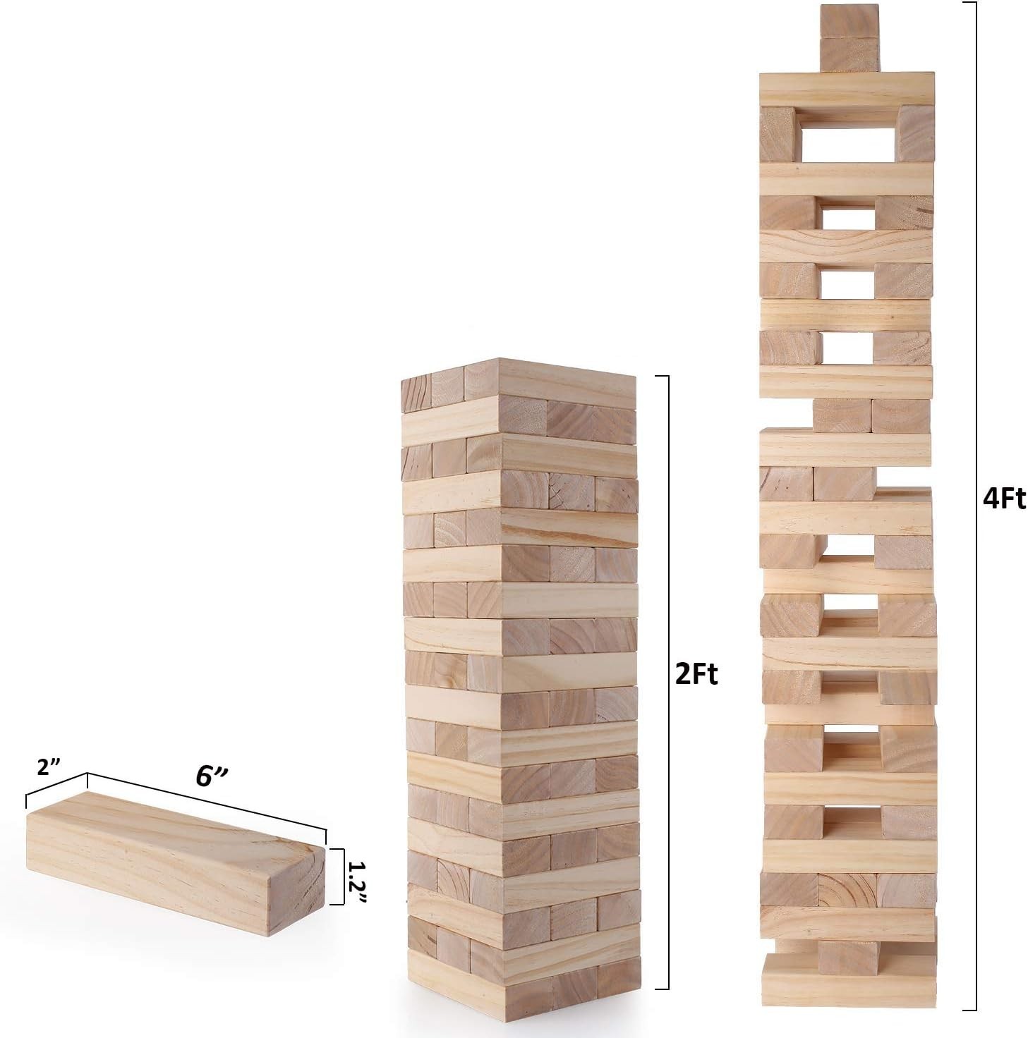 Outdoor Games Giant Tumble Tower (Stacks to 4+ Feet), Large Tumbling Timber, …