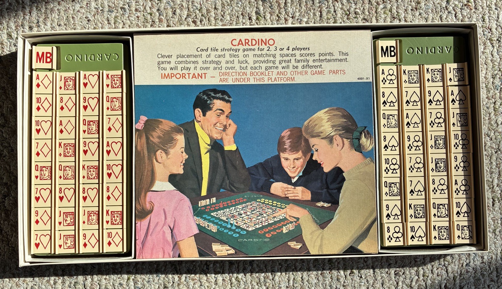Vintage 1970 Milton Bradley CARDINO Exciting Card Tile Strategy Game! Complete