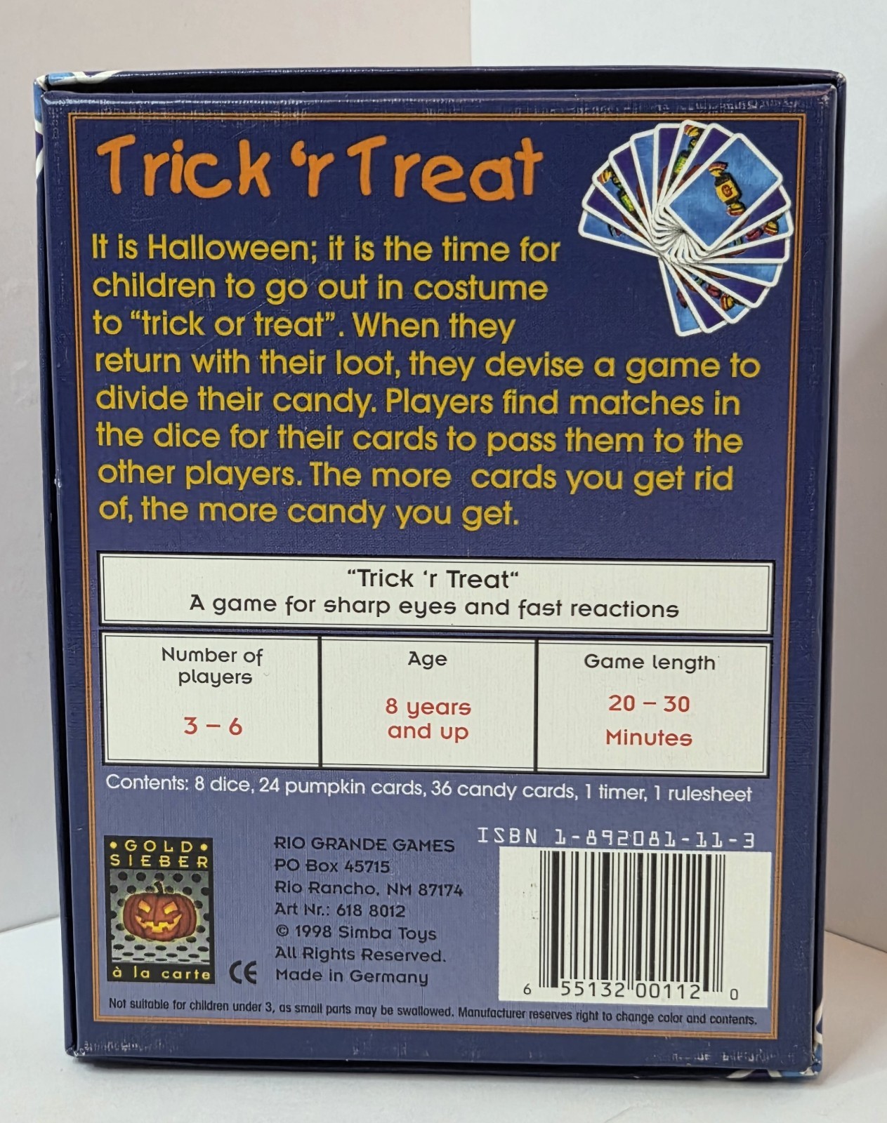 Trick ‘r Treat Card Game Halloween 3-6 Players Rio Grande Games 2012
