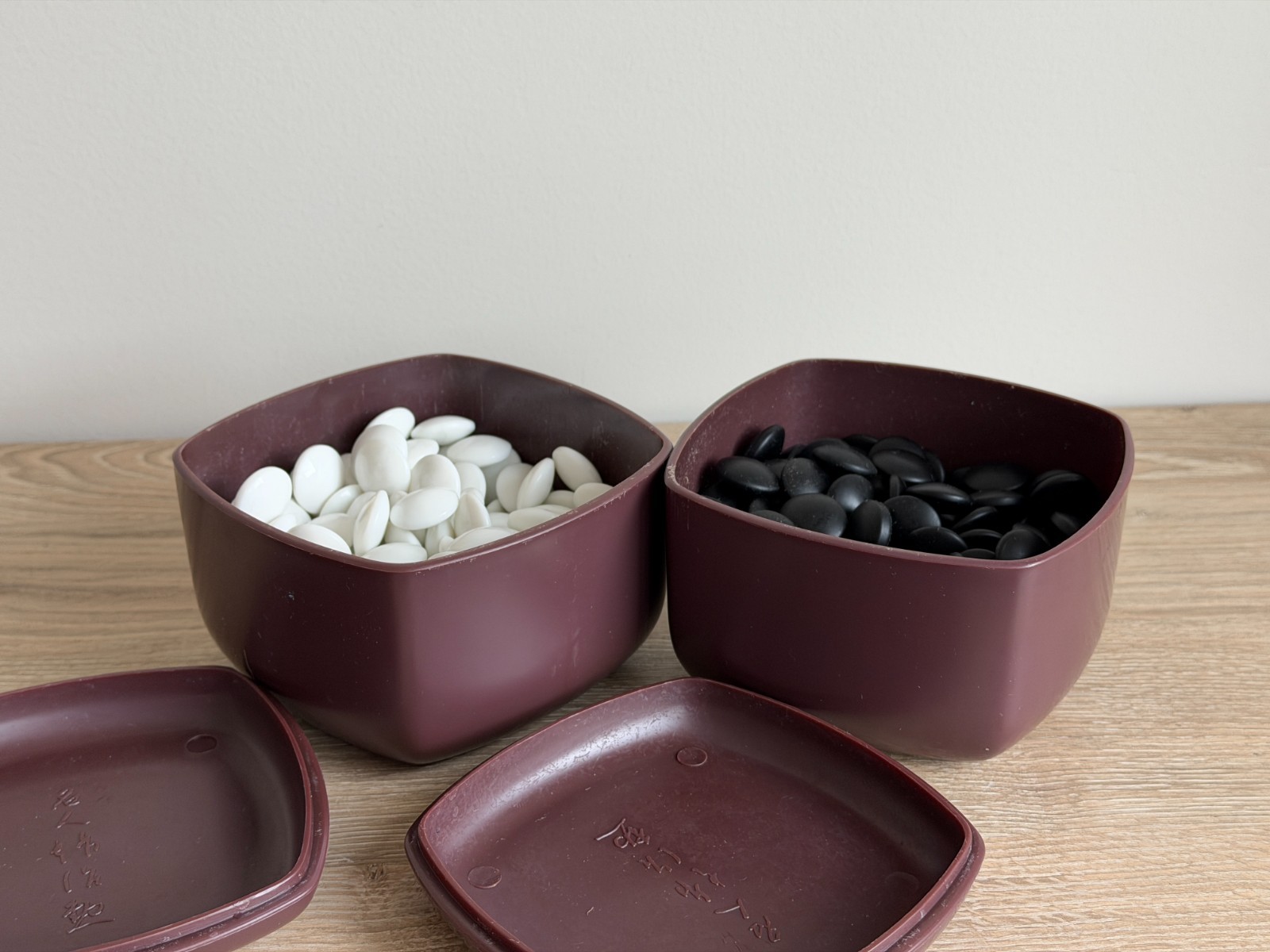 Japanese Go Igo Goishi Game Chip Black White Stones Set Melamine Bowls
