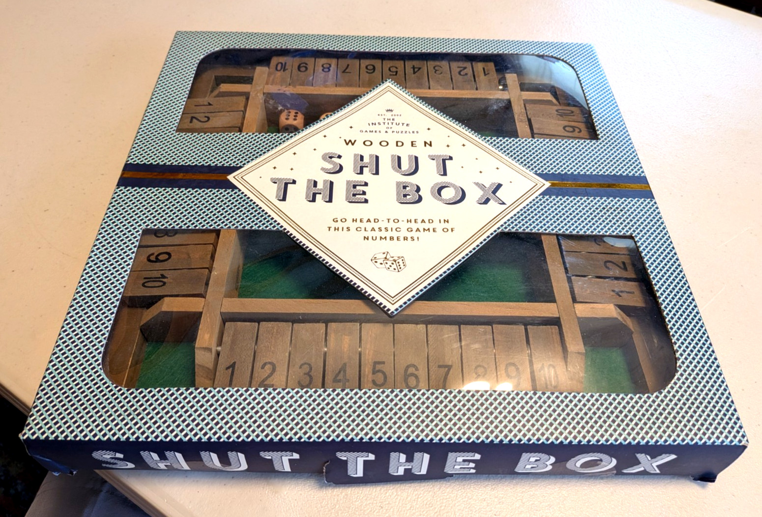 Shut The Box Wooden Dice Board Game for 4 Players Flaps & Dices Game