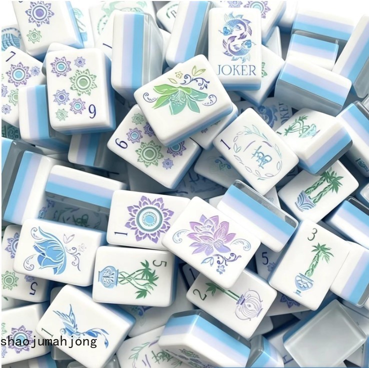 NEW! Vibrant Layered Mahjong Tiles – Full American Set 160Tiles – Glacier Blue