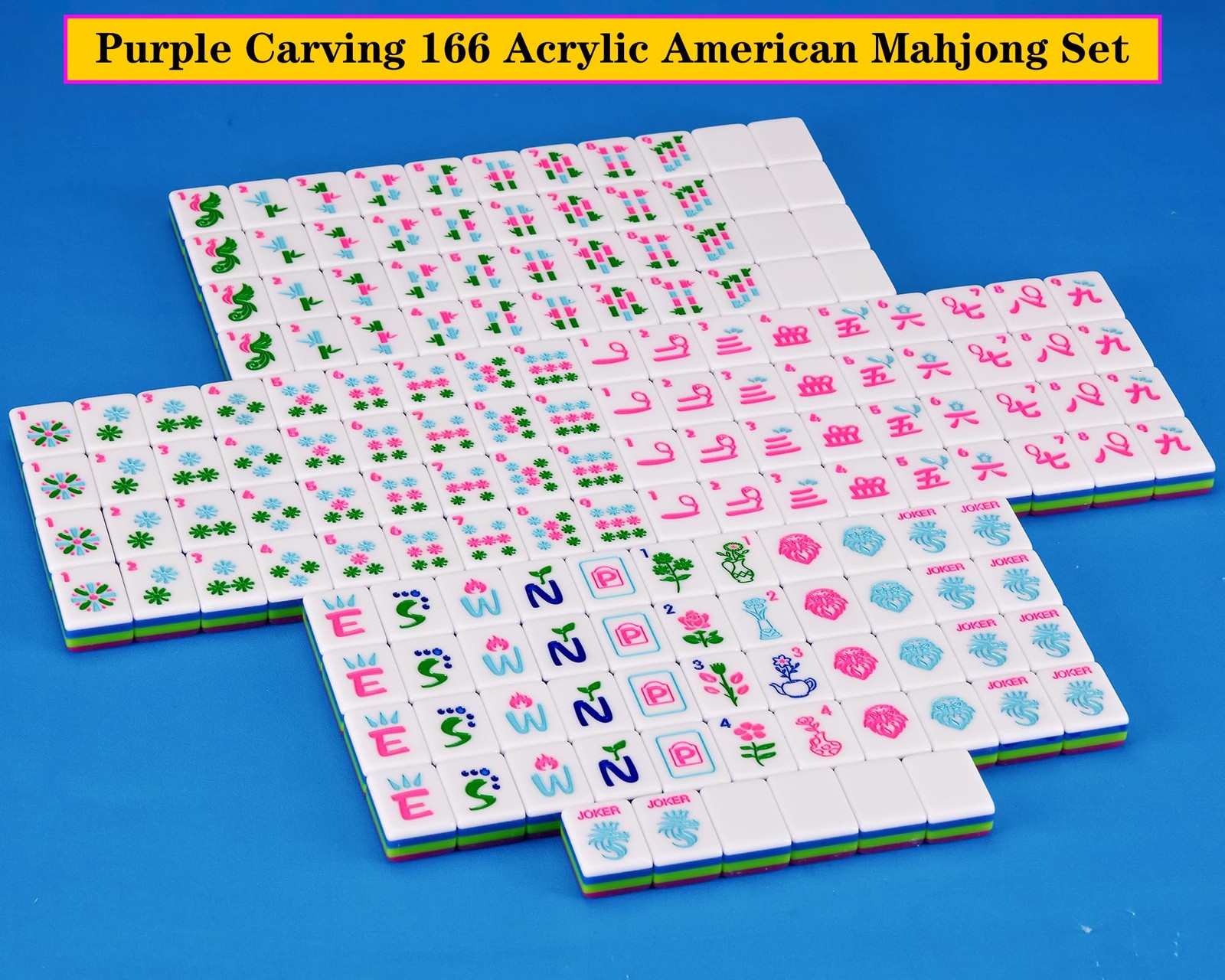 QLKLIKEBF 4-Layer Mahjong Tile Set 1.2-inch Rose Red 166 American Mahjong Til…