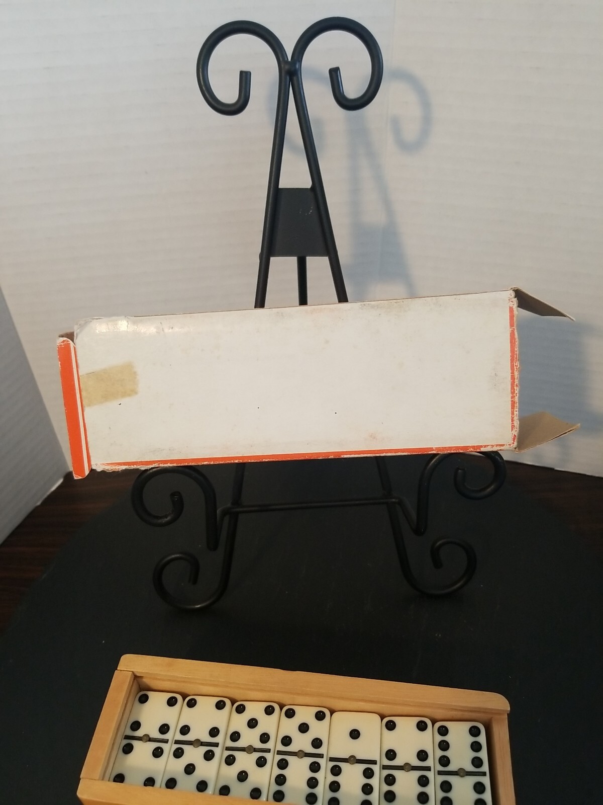 Hey! Play! VTG Double Six Dominoes Wood Dovetail Case, Original Box, 1980s