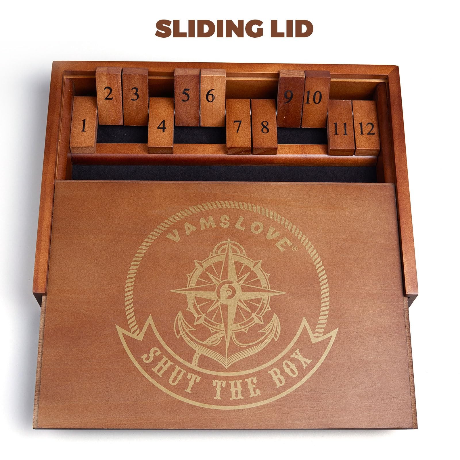 Shut The Box Dice Game Wooden Board Table Math Game for 2 Players and Up, 12 …