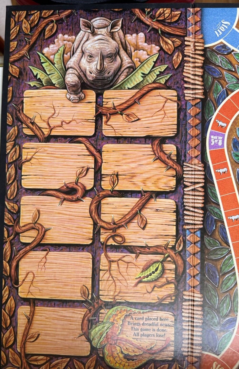 1995 Jumanji Board Game Milton Bradley Complete w Sand Timer Rhino