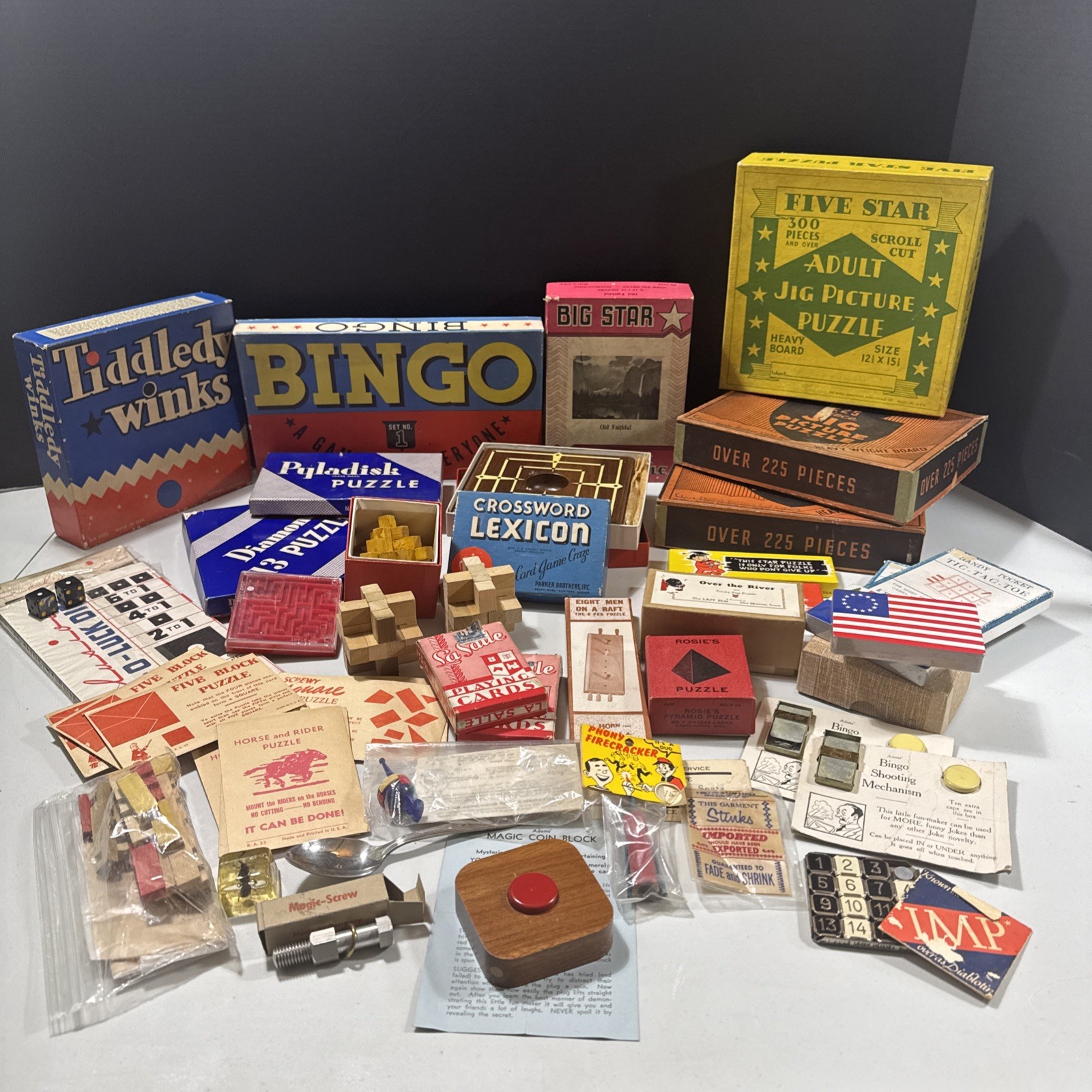 Vintage Pre-1950s Gags Pranks Puzzles Games Lot Of 45 Pieces