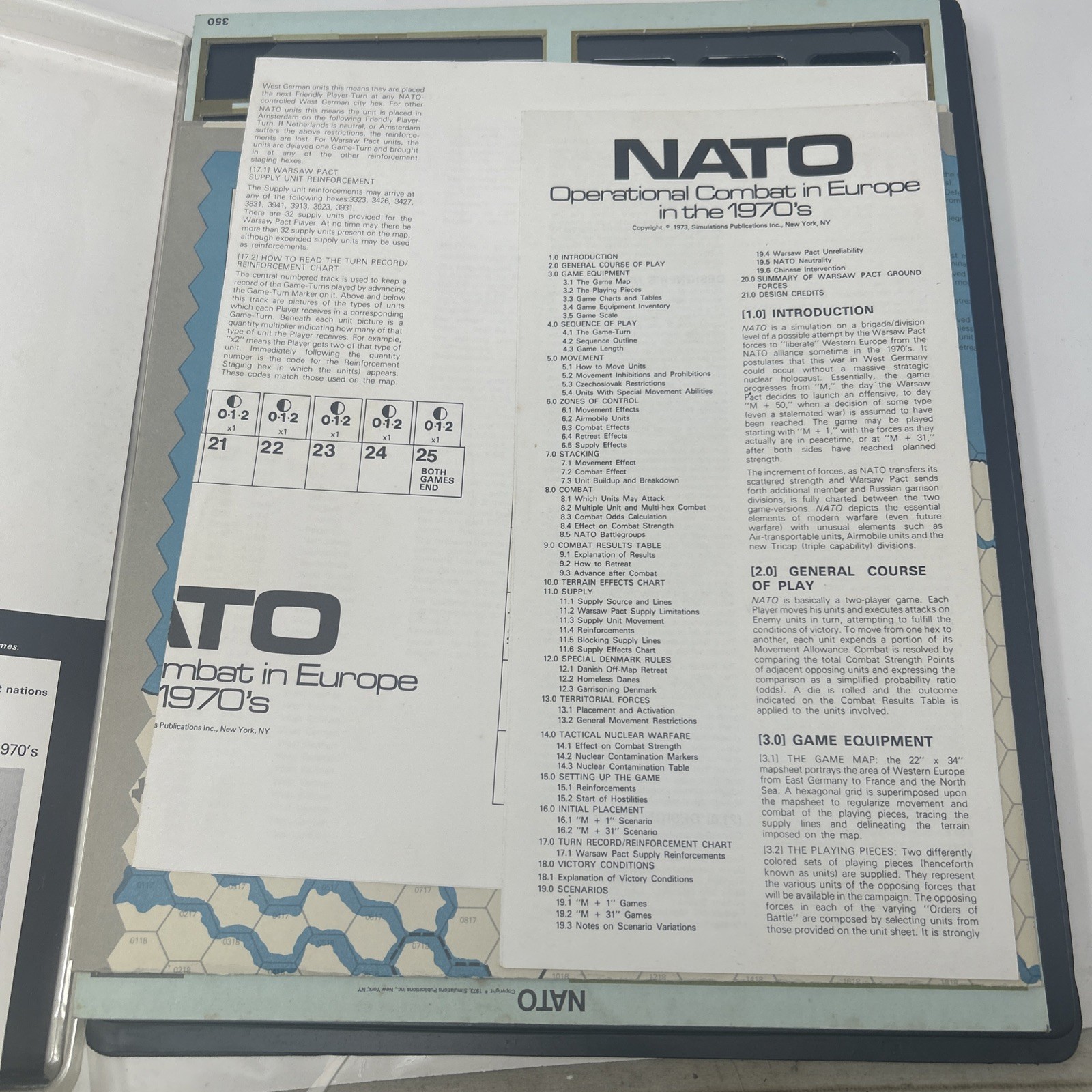 SPI Wargame NATO Operational Combat in Europe in the 1970’s Punched With Tray