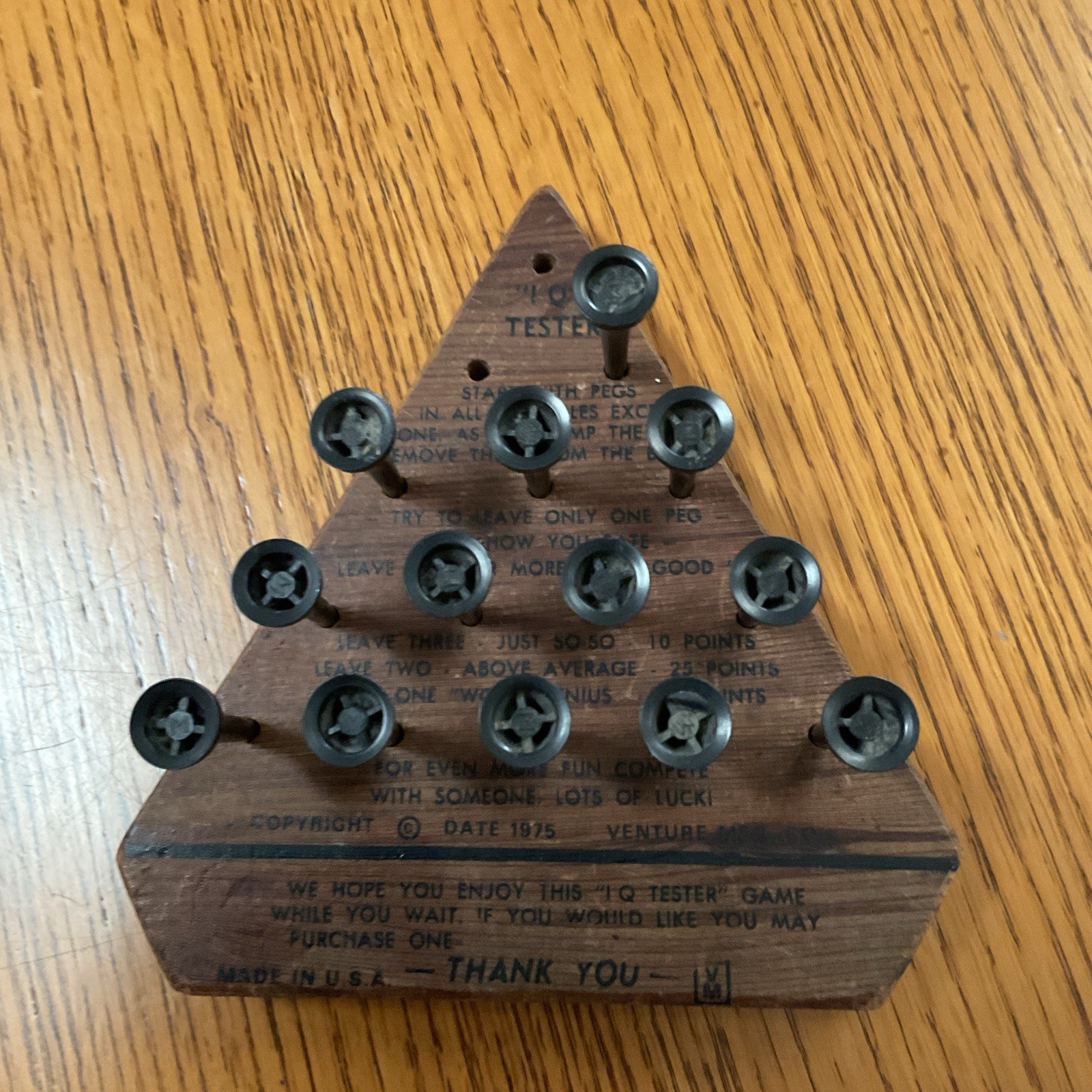 Vintage 2 IQ Tester Wood Peg Brain Teaser Solitaire Game 1975 VENTURE CO 1975