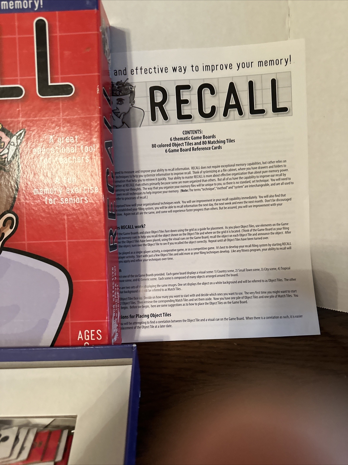 Recall Award-winning The Fun and Effective Memory Improvement Game. Pre Owned