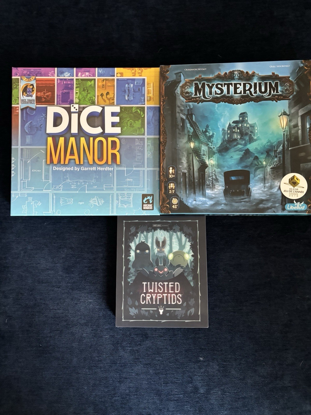 BoardGame Lot ( Mysterium, Dice Manor,and Twisted Cryptids)
