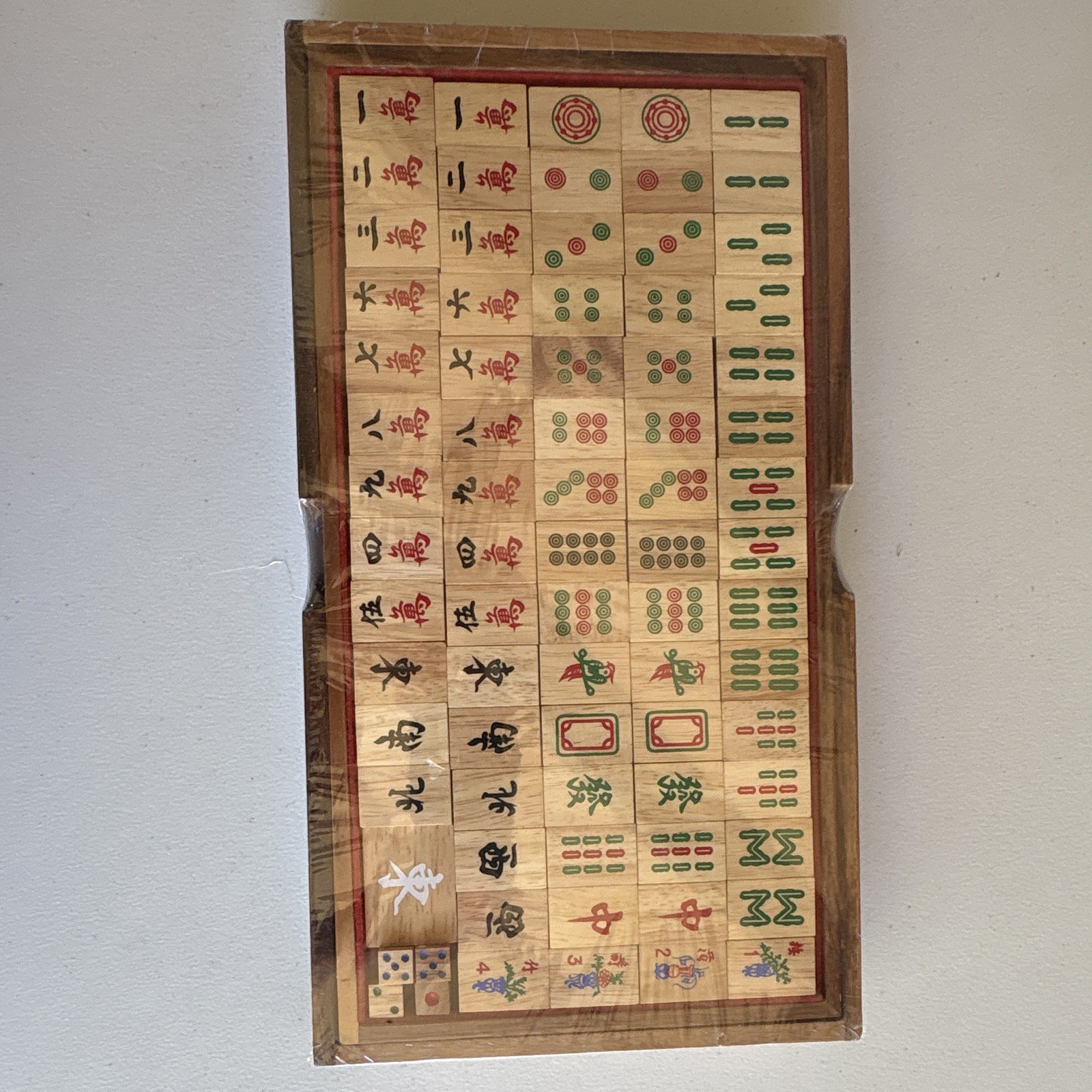Vintage Thai Wooden Mahjong Set with handcrafted raintree wood tiles