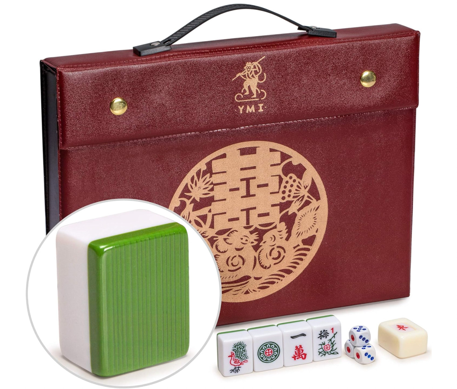Yellow Mountain Imports Chinese Mahjong Set Rouge Heritage 146 Medium Tiles